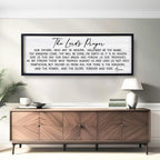 Our Father Prayer Bible Verse Framed Wall Art, 40''×15'' Black Horizontal Religious Christian Lords Prayer Sign for God Jesus Christ Prayer, Rustic Holy Inspirational Catholic Scripture Decor