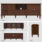 ARTPOWER 67'' Mid-Century Modern TV Stand with Storage Drawer and Doors, Long TV Stand with Adjustable Shelves for 75 Inch TV for Living Room, Bedroom, Brown