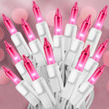 Pink Christmas Lights 25FT 100 Incandescent Bulbs, Pink Mini Lights with White Wire for Valentine's Day, Wedding, Garland, Thanksgiving, Party, Home, Indoor & Outdoor Festival Xmas Decoration