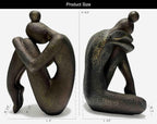 Unique Decorative Girl Thinker Bookends, Book Stopper Holder Nonskid, Book Ends for Shelves Living Room Office Home Decor, Resin, 1Pair/2Piece 6.5''