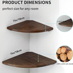 Corner Shelves, Floating Corner Shelf, Set of 2 7inch Solid Oak Wood Corner Wall Shelves, Round End with Wire Hole for Small Plant for Bedroom Kitchen, Living Room