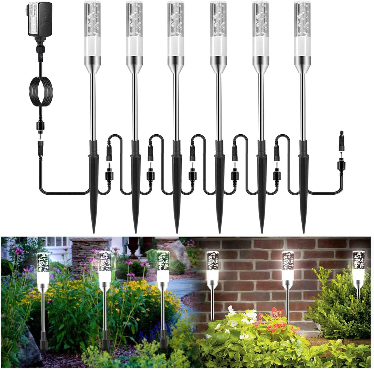 B-right 3PCS Extension Lights for Path Lights, Extendable Waterproof 0.8W 95 Lumens per Light Cool White 6000K (No Adapter)