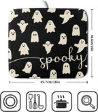 Halloween Dish Drying Mat for Kitchen Counter Spooky Ghost Holiday Super Absorbent Reversible Microfiber Kitchen Countertop Protector Dishes Pad Small 16x18 inch