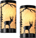Wall Sconces Set of Two,Deer Metal Yellow Parchment Rustic Wall Sconces,Farmhouse Matte Black Wall Mount Lamp,Vintage Bedroom Wall Lights,Indoor Wall Lamps for Living Room,Hallway,Porch