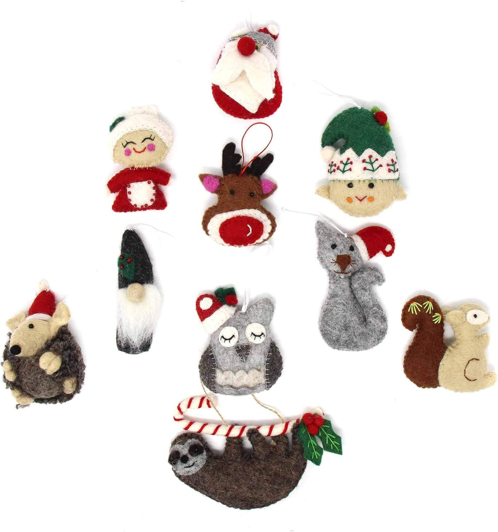Hand Crafted Wool Felt Christmas or Winter Ornaments from Nepal, Mrs. Claus (GLG60040-01)