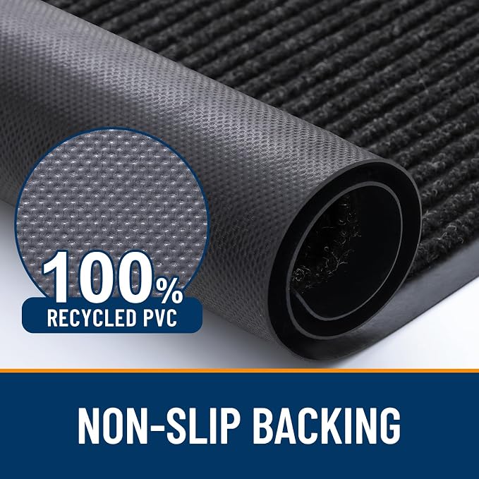 OLANLY 2-Pack Front Door Mats 59x23, Waterproof Heavy-Duty Doormats | Off-Black - Image 3