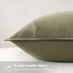 MIULEE Decorative Linen Pillow Covers 18x18 Inch Light Olive Green | Boho - Image 3