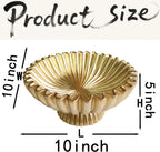10" Large Decorative Bowl decor, Scalloped Bowls for Modern Home Decor,Ruffle Decor,Stylish Key Bowl for Entry Table,Decorative Fruit Bowl for Kitchen Counter,With base,Golden