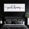 Sweet Dreams Over Bed Wall Decor 32"×12" for Master Bedroom Above Bed Wood Framed Wall Art Sign (White)