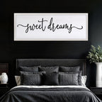 Sweet Dreams Over Bed Wall Decor 32"×12" for Master Bedroom Above Bed Wood Framed Wall Art Sign (White)
