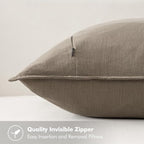 MIULEE Decorative Linen Pillow Covers 20x20 Inch Tan Taupe | Boho Farmhouse​ - Image 3