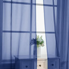 Royal Blue Sheer Curtains 63 Inches Long 2 Panels - Image 5