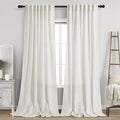 Beige White Linen Curtains 96 Inches Long 2 Panels Set by Nanspring