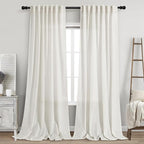 Beige White Linen Curtains 108 Inches Long by Nanspring