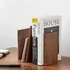 Muso Wood Handmade Walnut Book Ends, Non-Skid Bookends for Shelves, Large Sturdy Book Ends for Heavy Books, Decorative Book Shelf (3 Pairs)