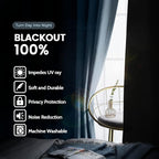 SimpleHome Stone Blue 100% Blackout Curtains Room Darkening Living Room 84L | - Image 3