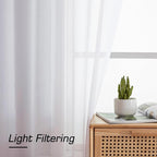 Simplebrand White Sheer Curtains 90 Inches Long, Light Filtering Rod Pocket - Image 3