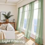 MIULEE Sage Green Sheer Curtains 84 Inches Long 4 Panels 42 x 84 Inches | Light - Image 4