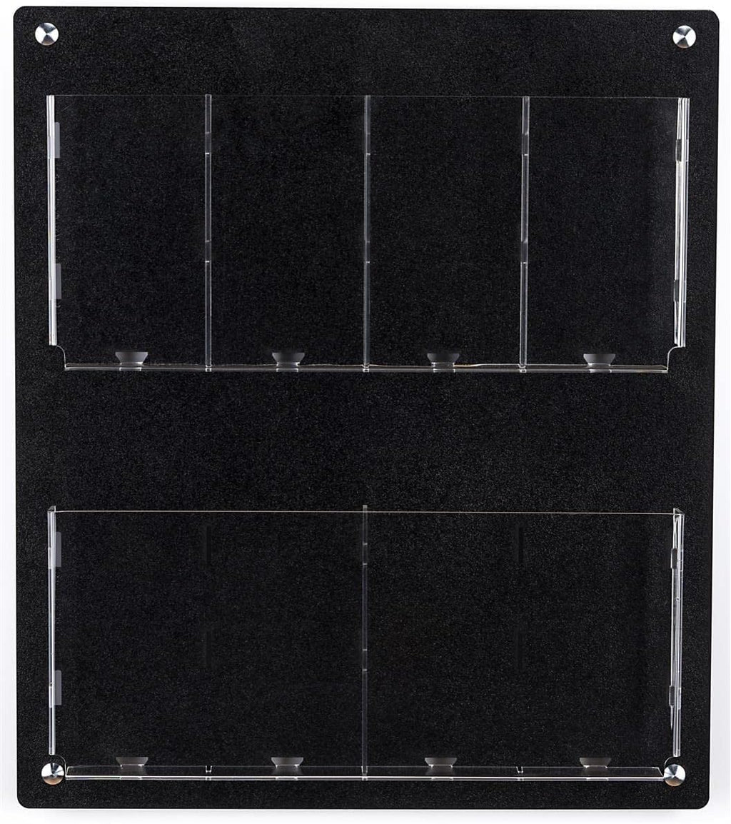 Displays2go Acrylic Wall Mounted Magazine Rack, 4-8 Adjustable Pockets, 2-Tiered - Black (2RP4BLK)