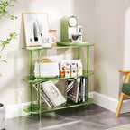 Clear Bookshelf, Acrylic Bookcase with Open Book Shelf Console Table for Entryway Office (3 Tier Green)