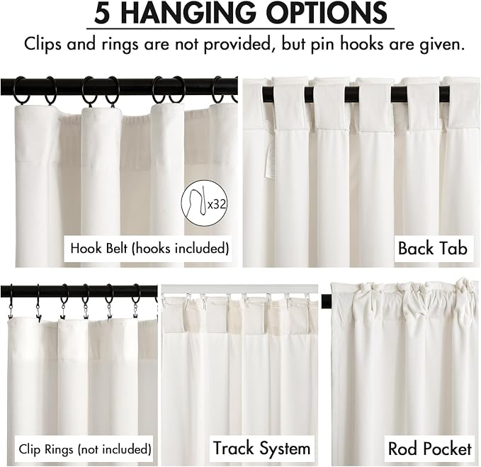 MIULEE Velvet Curtains 50W x 96L 2 Panels Ivory Blackout Curtains | Luxury - Image 2