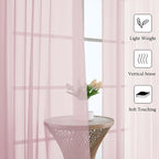 Blush Pink Sheer Curtains 96 Inches Long 2 Panels Set, Modern Farmhouse Decor - Image 2
