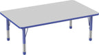 Factory Direct Partners FDP Rectangle Activity School and Classroom Kids Table (36 x 60 inch), Toddler Leg, Adjustable Height 15-24 inches - Gray Top and Blue Edge
