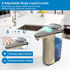 Automatic Soap Dispenser, Touchless Dish soap Dispenser 17oz/500ml with Upgraded Infrared Sensor, 5 Adjustable Soap Dispensing Levels, Liquid Hand soap Dispenser for Bathroom & Kitchen