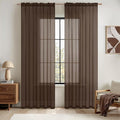 MIULEE Short Chocolate Brown Sheer Curtains 54 X 54 Inches, 2 Panels Set | by MIULEE