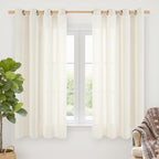 YoungsTex Ivory Linen Semi Sheer Curtains 52X68 Inch Length 2 Panels | Light by YoungsTex