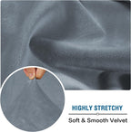 H.VERSAILTEX Velvet Stretch Individual Couch Cushion Cover Plush Cushion Slipcover for Loveseat Sofa Cushion Furniture Protector Seat Cushion Sofa Cover (1 Piece Sofa Cushion Cover, Stone Blue)