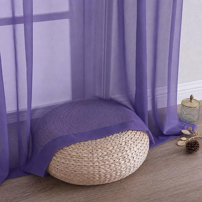 Purple Sheer Curtains 72 Inches Long 2 Panels Set, Light Filtering Sheer - Image 6