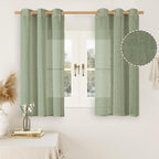 Sage Green Linen Curtains for Windows 2 Panels Set, 48 Inch Linen Textured by LAMIT
