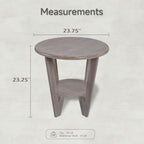Rustic Farmhouse end Table with Storage Shelf, French Country Accent Side Table for Family, Dinning or Living Room, Small Spaces, Modern, Round, Vintage Grey Finish