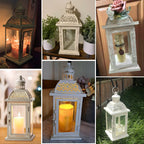 NEEDOMO 14.4" Lanterns Decorations Indoor, Hanging Candle Lantern Outdoor, Vintage Large Lantern Decor with Clear Glass, Metal Candle Holder for Home, Table, Patio, Rustic Farmhouse Wedding, Christmas