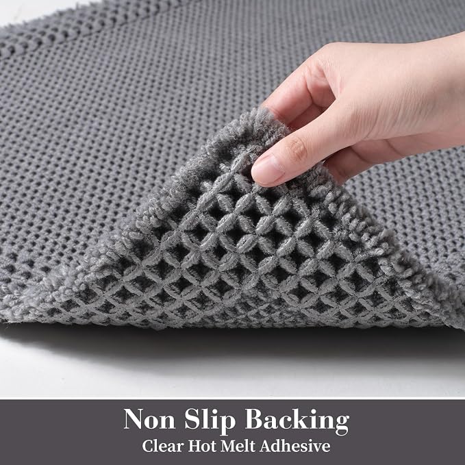 RESARE Waffle Bathroom Runner Rugs, Non Slip Boho Bath Mat 24x72 Dark Grey | - Image 4