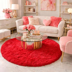 Amdrebio Red Shag Big Round Area Rug 6Ft - Image 3