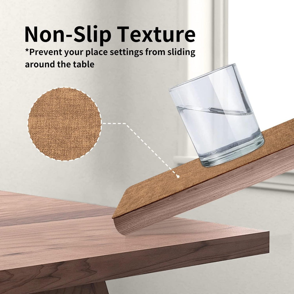 Maxpearl Faux Leather Placemats Set of 4 - Waterproof - Wipe Clean - Heat Resistant - Anti Slip Dining Table Place Mats, Suitable for Indoor & Outdoor Use, 17’’×12’’, Brown