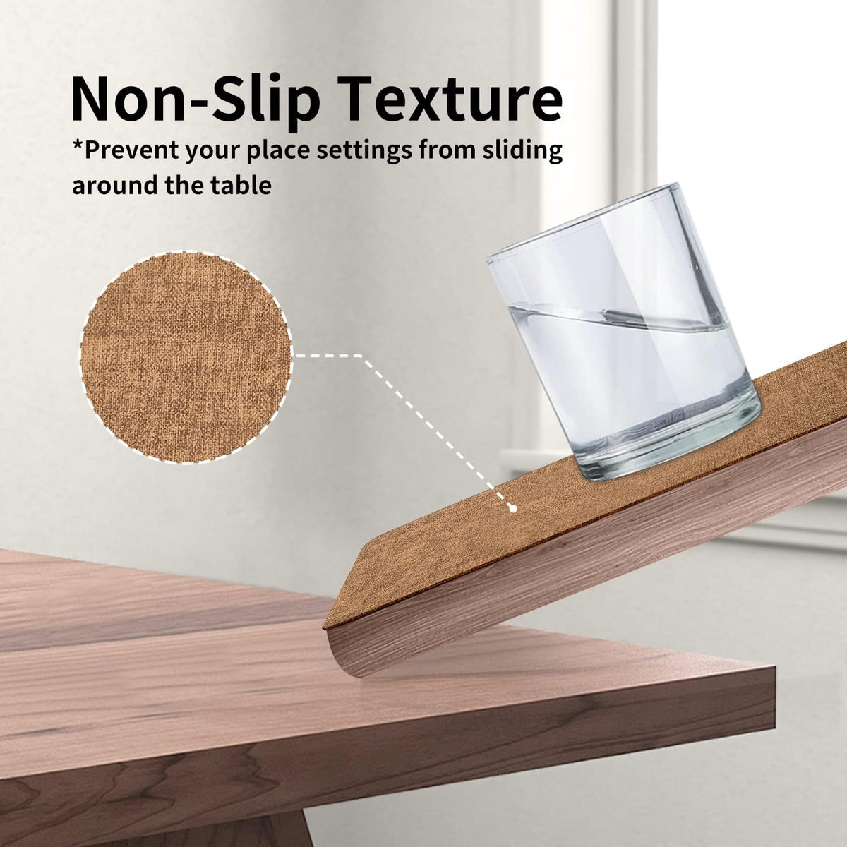 Maxpearl Faux Leather Placemats Set of 6 - Waterproof - Wipe Clean - Heat Resistant - Anti Slip Dining Table Place Mats, Suitable for Indoor & Outdoor Use, 17’’×12’’, Brown