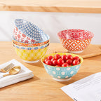 23 OZ Colorful Large Ceramic Bowl Set of 6， 6 inch Deep Porcelain Cereal Bowls for Soup, Salad, Snack and Rice, Dishwasher/Microwave safe