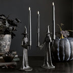 Halloween Witch Candle Holder,Handmade Black Witchs Statue, for Placement in The Table, Witch Halloween Decorations, Window Display