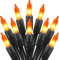 Orange Halloween Mini Lights, 50 Count 13 Feet Incandescent Bulb Mini String Lights, Connectable Halloween Lights for Haunted House Ghost Party Holiday Window Indoor Outdoor Decoration, Orange