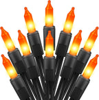 2 Pack Orange Halloween Mini Lights, 13 Feet 50 Count Totally 100 Count Incandescent Bulb Mini String Lights, Connectable Halloween Light for Haunted House Ghost Party Holiday Window Indoor Decoration