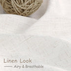 Ivory White Linen Curtains 132 Inch Length - Image 4