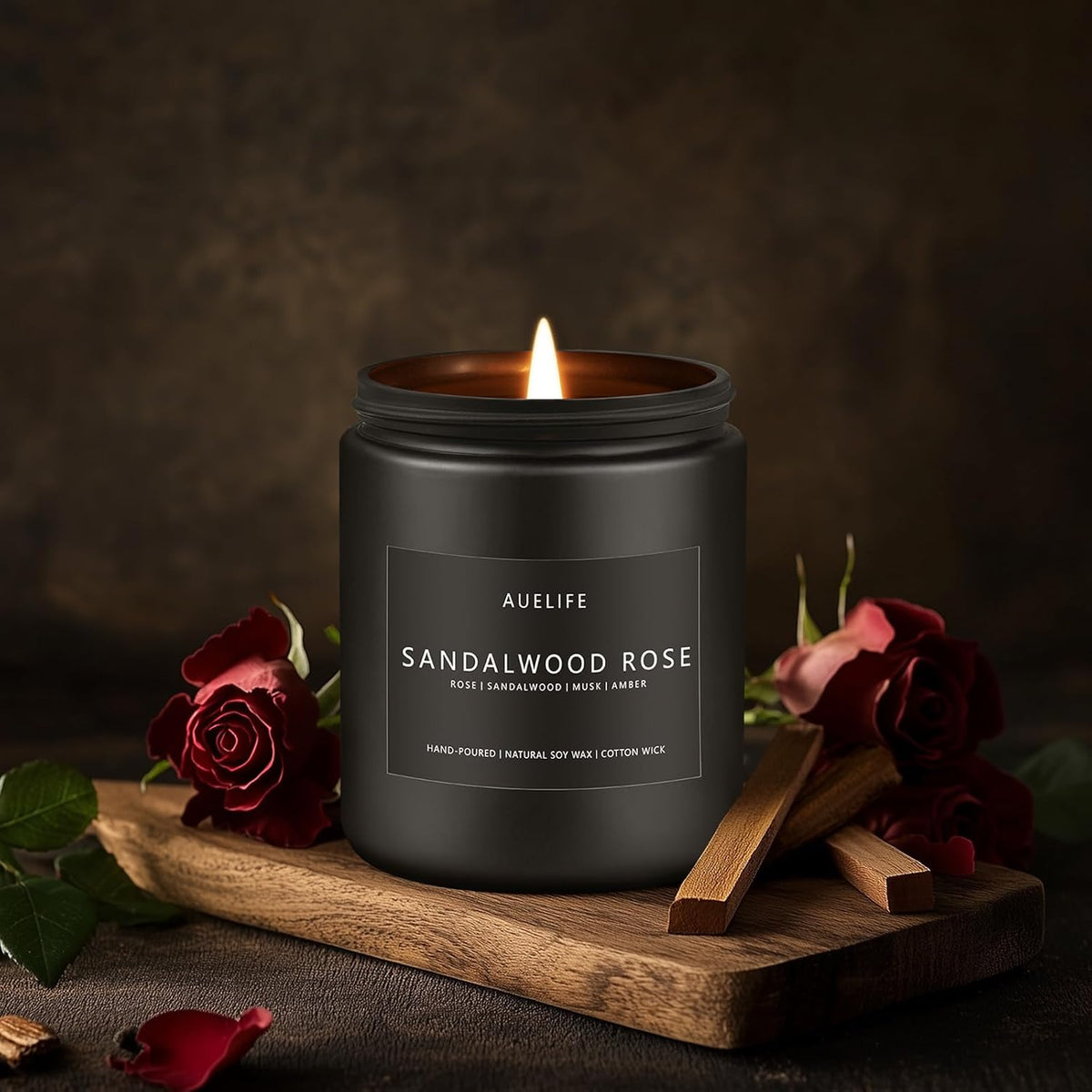 Sandalwood Rose Candle | Scented Candles for Home, Aromatherapy Candle - Soy Candles for Home Scented, Gifts for Women Men, House Fragrance Decoration -7oz