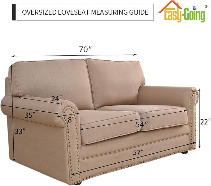 Easy-Going Stretch Oversized Loveseat Couch Covers Washable Dark Gray | 1-Piece - Image 5