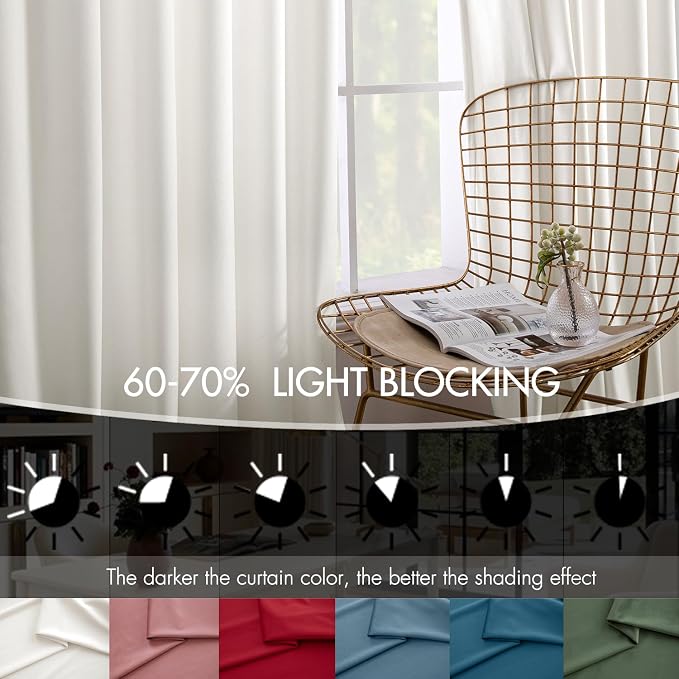 MIULEE Velvet Curtains 50W x 94L 2 Panels Ivory Blackout Curtains | Luxury - Image 4