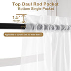 Chyhomenyc White Sheer Curtains 30 inch Length 2 Panels | Light Filtering - Image 3