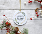 Andaz Press Personalized Our First Christmas As Mr. & Mrs. 2025 Christmas Ornaments Geometric Greenery 2.8" Round Porcelain Ceramic 1st Year Married Custom Ornament for Newlyweds Keepsake 1-Pack