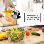 Aelga Olive Oil Dispenser - 14 OZ Glass Oil and Vinegar Dispenser Bottles Set for Kitchen No Drip-Set of 2